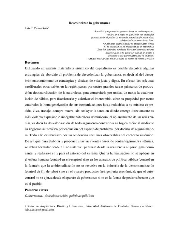 Descolonizar la gobernanza