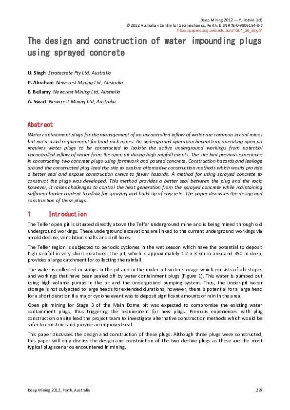 (PDF) The design and construction of water impounding plugs using ...