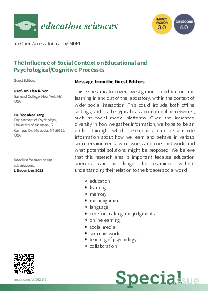 (PDF) Call for paper: Special Issue "The Influence of Social Context on ...