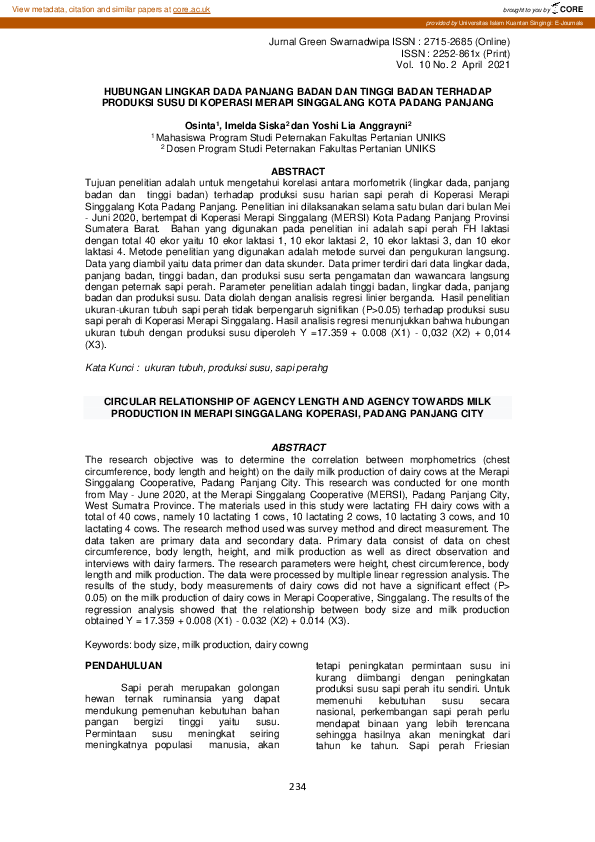 (PDF) Hubungan Lingkar Dada Panjang Badan Dan Tinggi Badan Terhadap ...