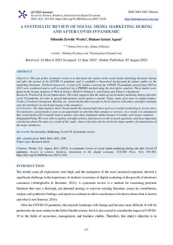(PDF) A systematic review of social media marketing during and after ...