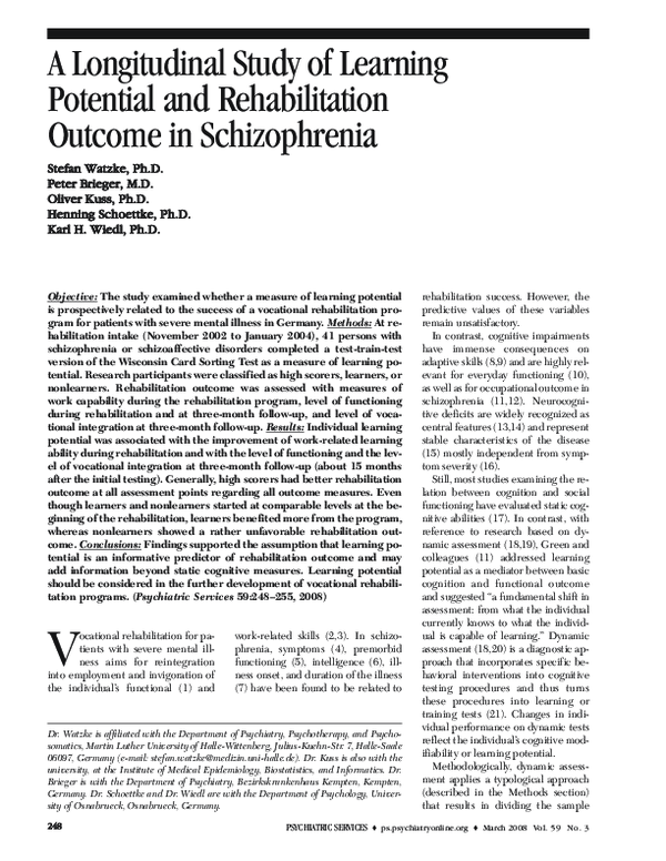 (PDF) A Longitudinal Study of Learning Potential and Rehabilitation ...