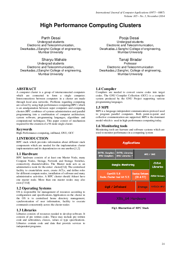 (PDF) High Performance Computing Clusters