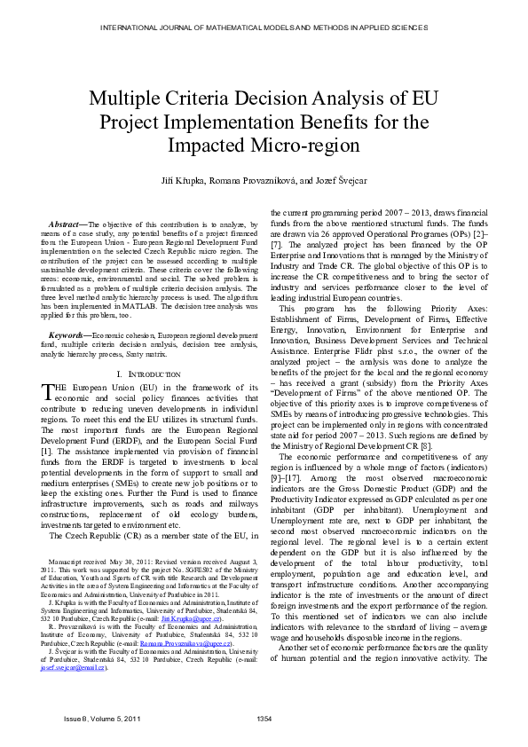 (PDF) Multiple Criteria Decision Analysis of EU Project Implementation ...