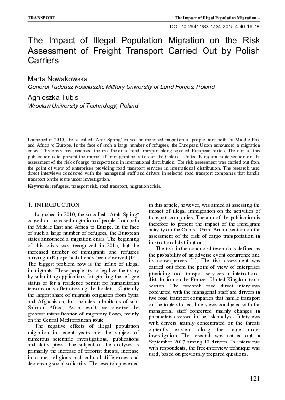 (PDF) The Impact of Illegal Population Migration on the Risk Assessment ...