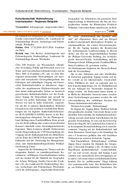 (PDF) [Tagungsbericht] : Kulturlandschaft ; Wahrnehmung ...