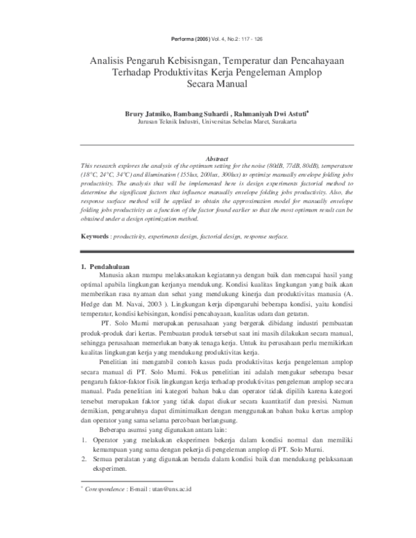 (PDF) Analisis Pengaruh Kebisisngan, Temperatur dan Pencahayaan ...