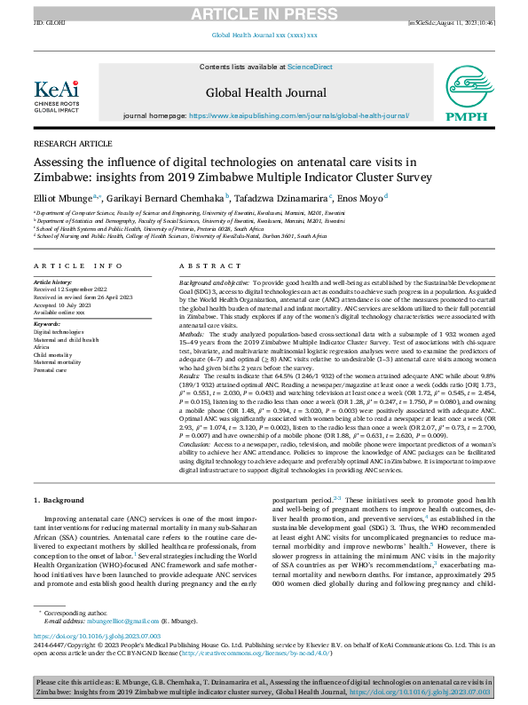 (PDF) Assessing the influence of digital technologies on antenatal care ...