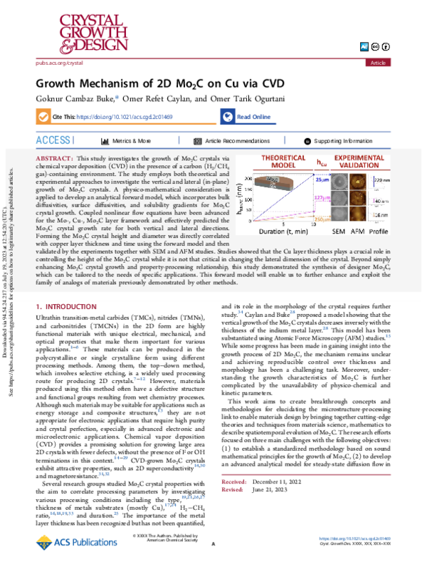 (PDF) Growth Mechanism of 2D Mo 2 C on Cu via CVD