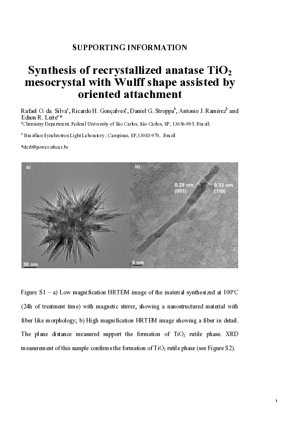 (PDF) Synthesis of recrystallized anatase TiO2 mesocrystals with Wulff ...
