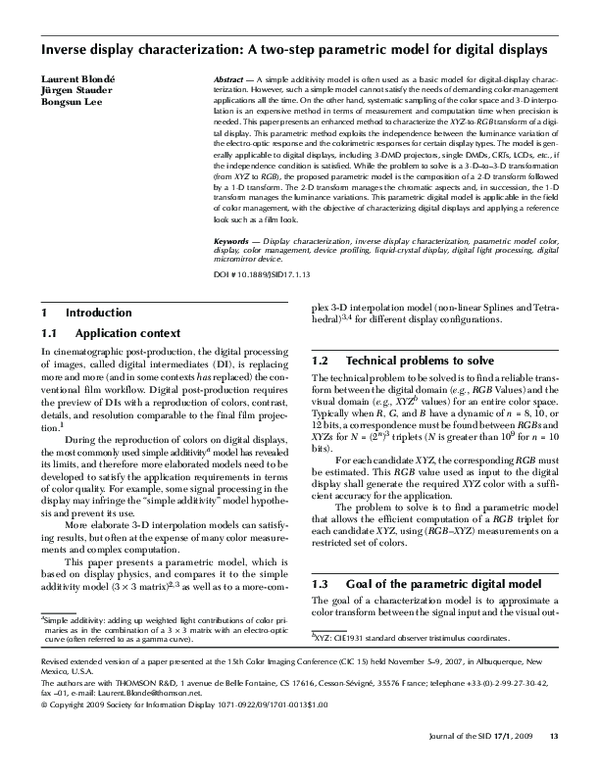 (PDF) Inverse display characterization: A two-step parametric model for ...