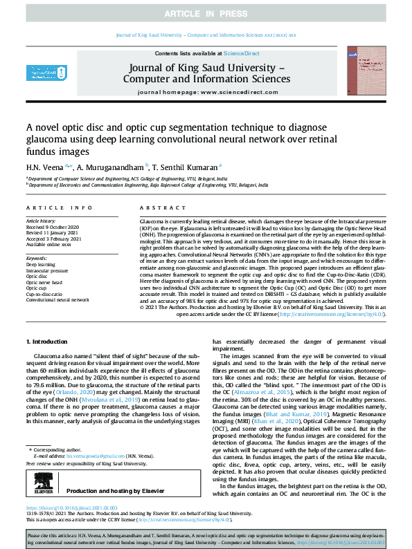 (PDF) A novel optic disc and optic cup segmentation technique to ...