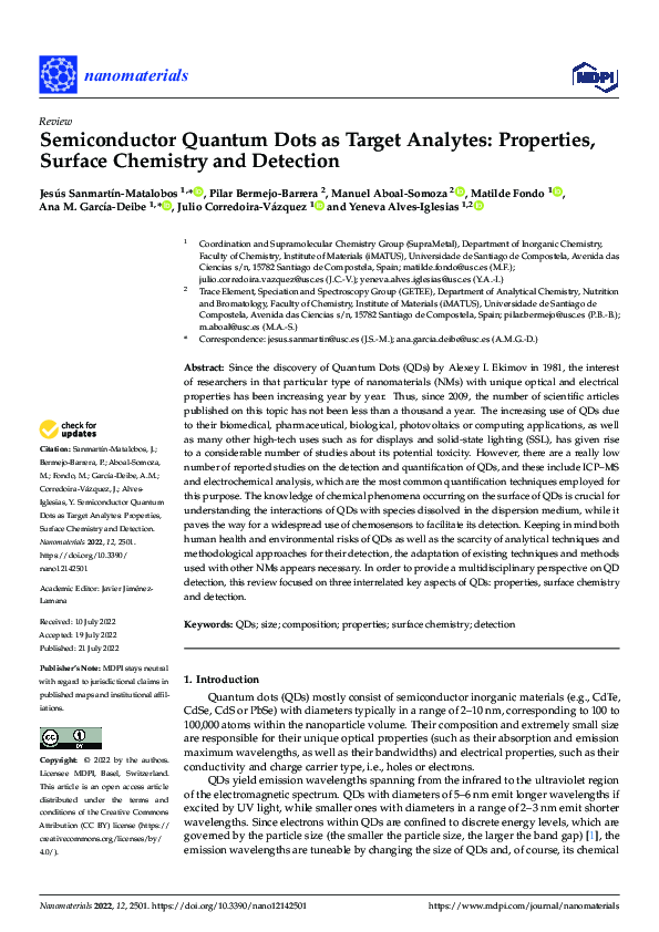 (PDF) Semiconductor Quantum Dots as Target Analytes: Properties ...