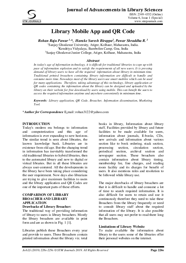 (PDF) Library Mobile App and QR Code