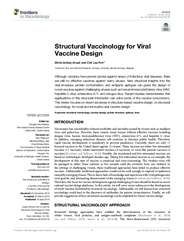 (PDF) Structural Vaccinology for Viral Vaccine Design