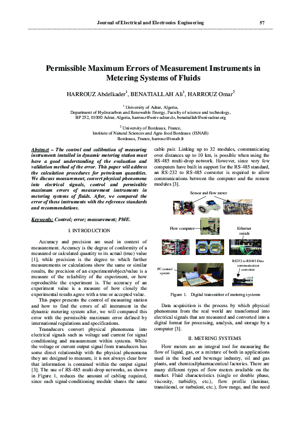 (PDF) Permissible Maximum Errors of Measurement Instruments in Metering ...