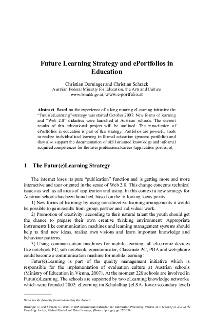 (PDF) Future Learning Strategy and ePortfolios in Education