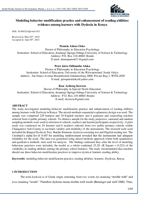 (PDF) Modeling behavior modification practice and enhancement of ...