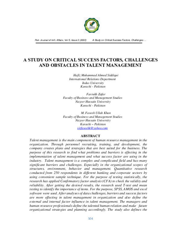 (PDF) A Study on Critical Success Factors, Challenges and Obstacles in ...