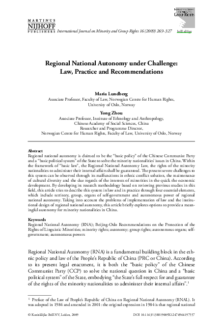 (PDF) Regional National Autonomy under Challenge: Law, Practice and ...