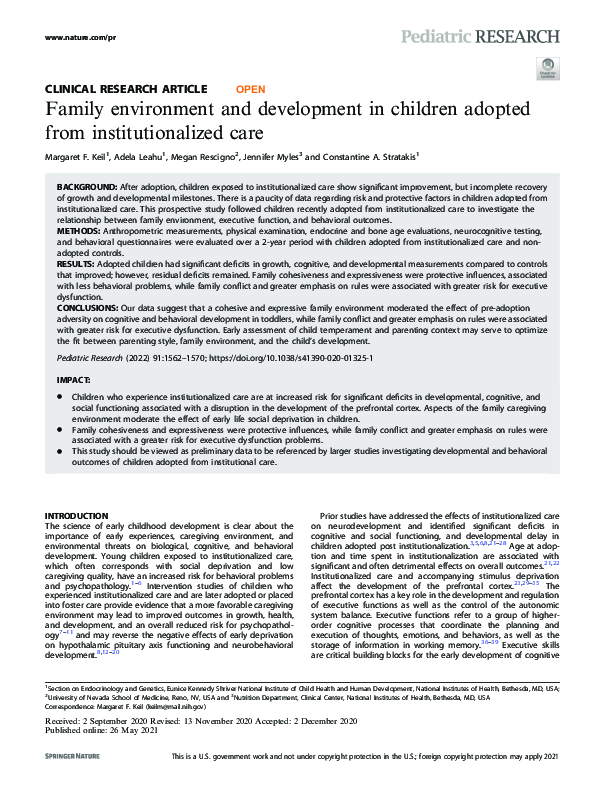 (PDF) Family environment and development in children adopted from ...