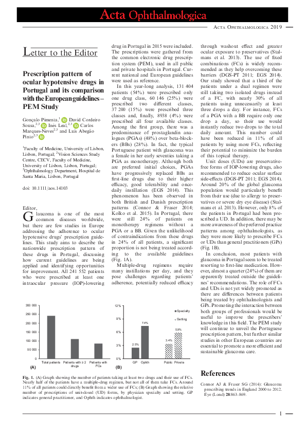 (PDF) Prescription pattern of ocular hypotensive drugs in Portugal and ...