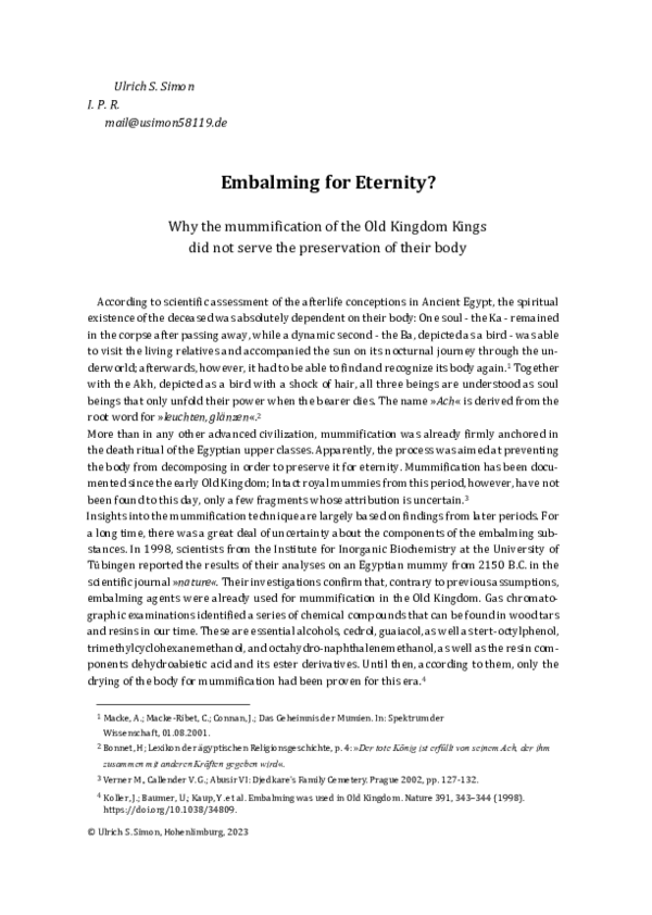 (PDF) Embalming for Eternity?