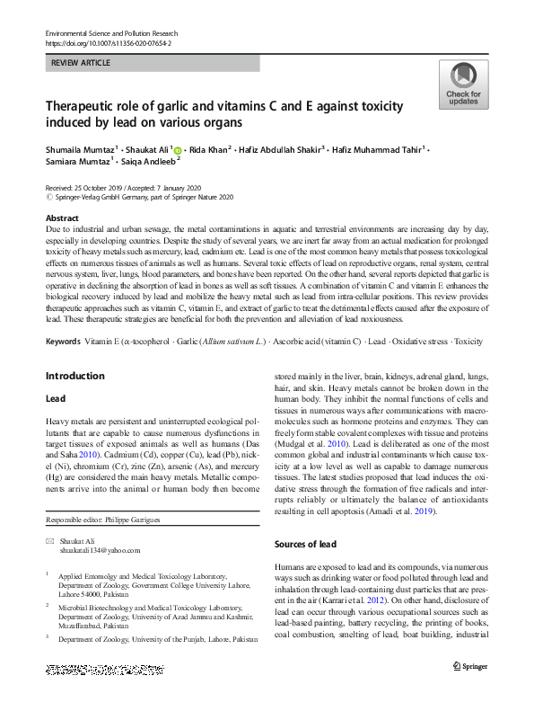 (PDF) Therapeutic role of garlic and vitamins C and E against toxicity ...