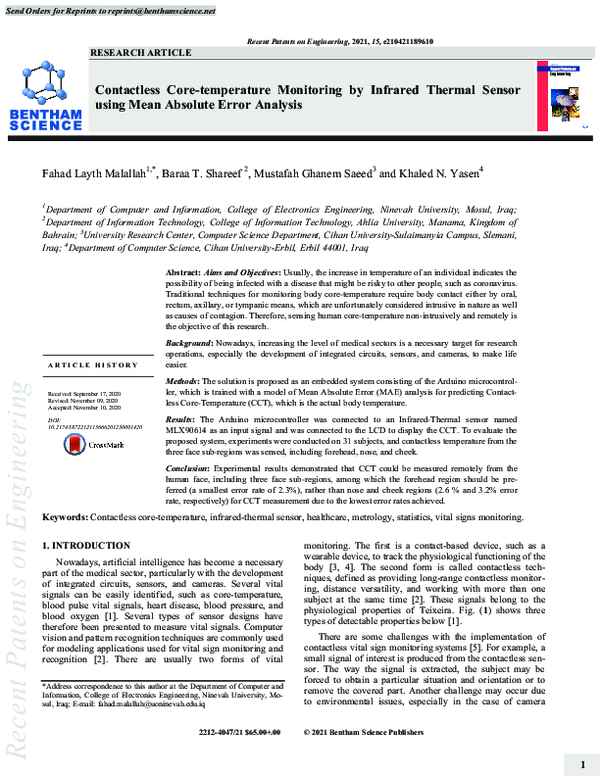 (PDF) Contactless Core-temperature Monitoring by Infrared Thermal ...