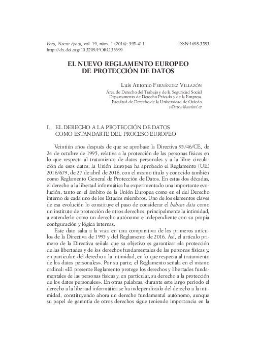 (PDF) El nuevo Reglamento Europeo de Protección de Datos