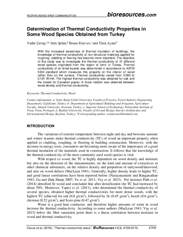(PDF) Determination of thermal conductivity properties in some wood ...