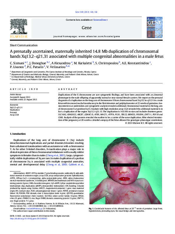 (PDF) A prenatally ascertained, maternally inherited 14.8Mb duplication ...