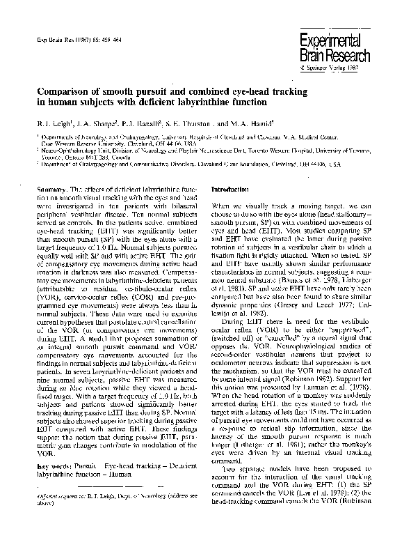 (PDF) Comparison of smooth pursuit and combined eye-head tracking in ...