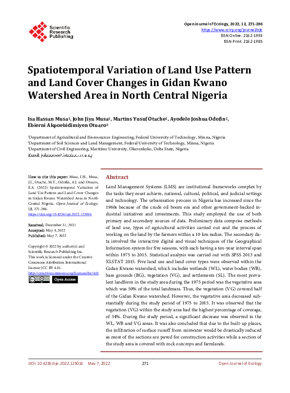 (PDF) Spatiotemporal Variation of Land Use Pattern and Land Cover ...