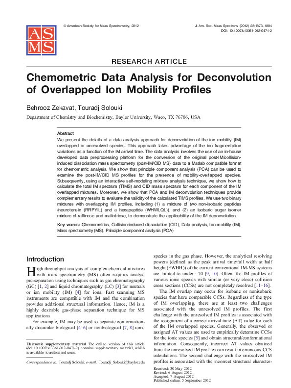 (PDF) Chemometric Data Analysis for Deconvolution of Overlapped Ion ...