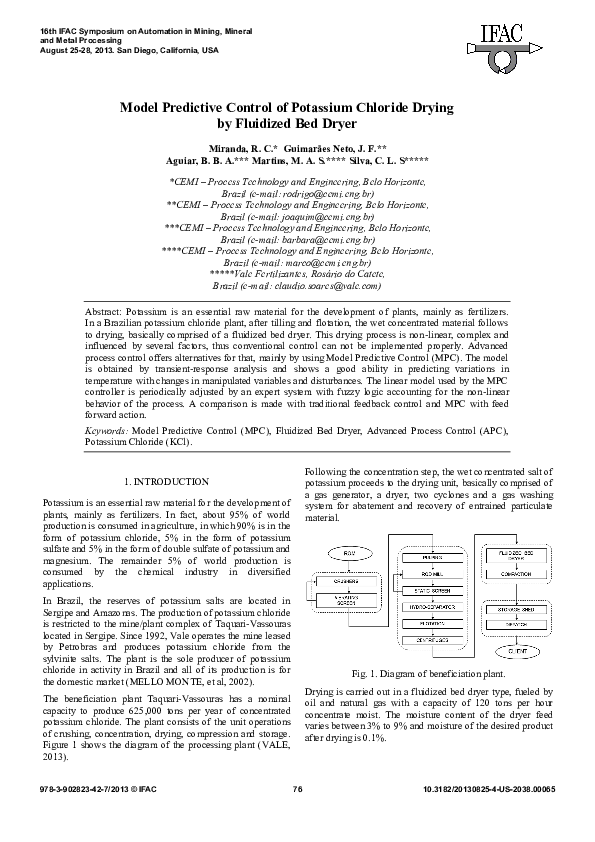 (PDF) Model Predictive Control of Potassium Chloride Drying by ...