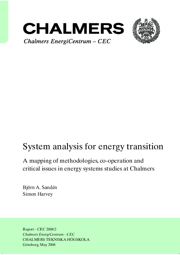 (PDF) System analysis for energy transition A mapping of methodologies ...