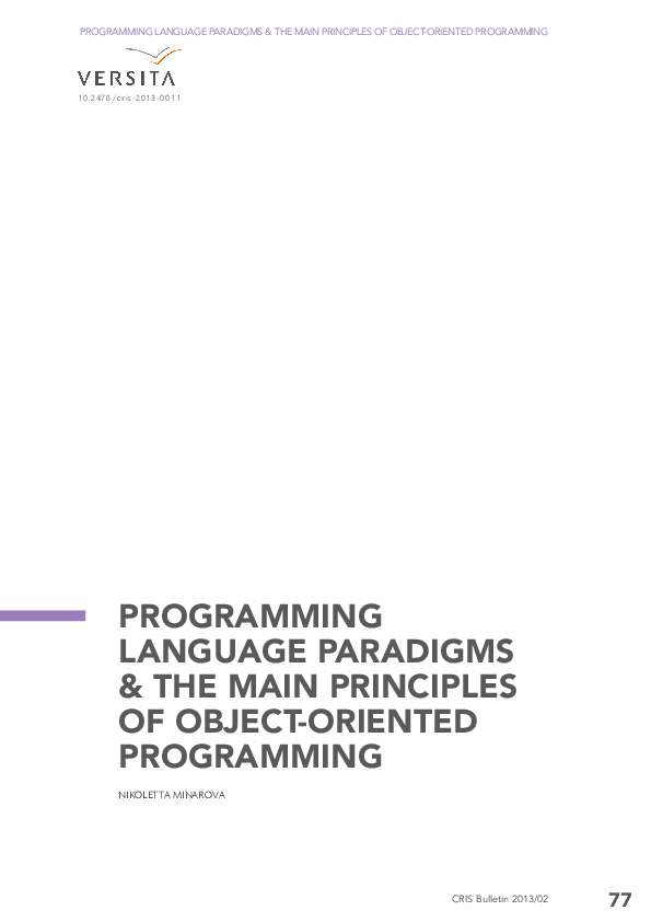 (PDF) Programming Language Paradigms & the Main Principles of Object ...