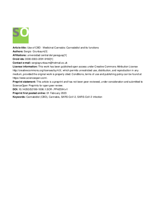 (PDF) Use of CBD - Medicinal Cannabis