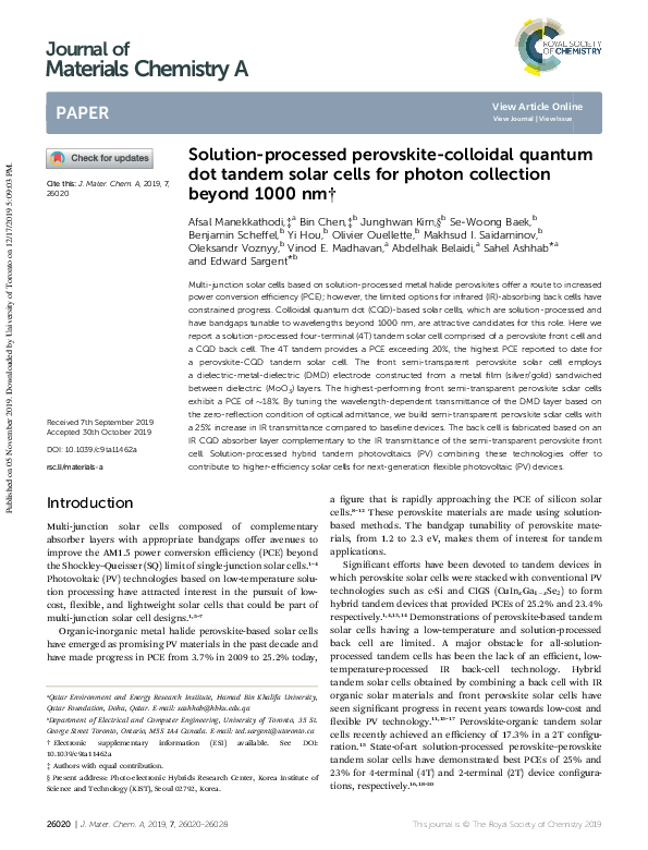 (PDF) Solution-processed perovskite-colloidal quantum dot tandem solar ...