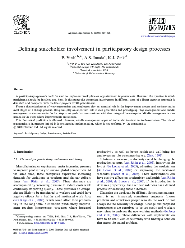 (PDF) Defining stakeholder involvement in participatory design processes