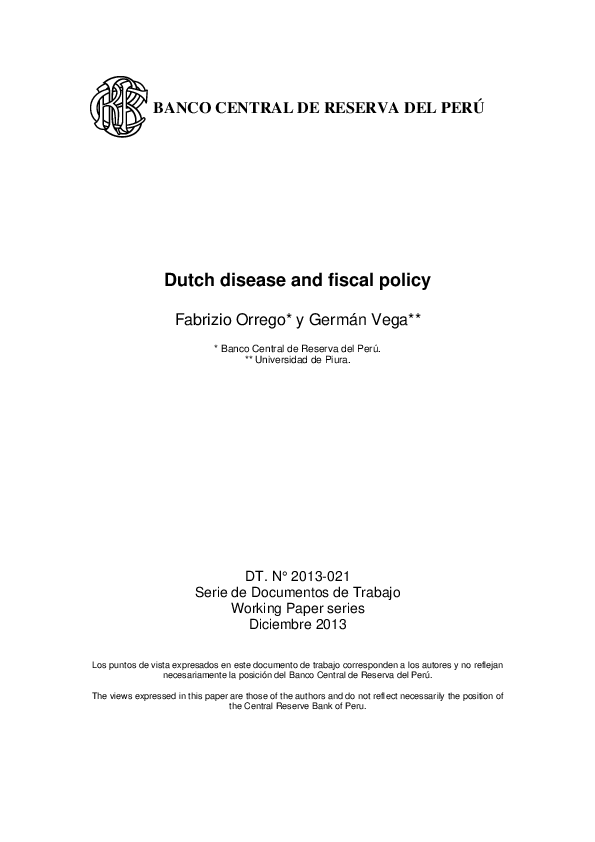 (PDF) Dutch disease and fiscal policy