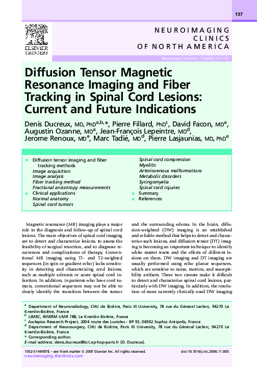 (PDF) Diffusion tensor magnetic resonance imaging and fiber tracking of ...