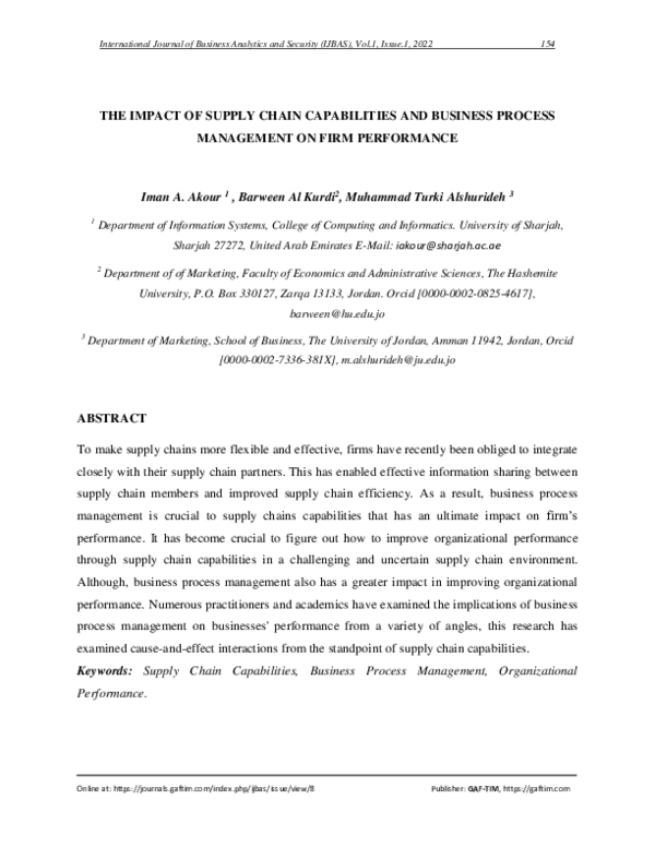 (PDF) The Impact of Supply Chain Capabilities and Business Process ...