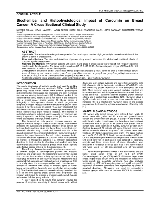 (PDF) Biochemical and Histophysiological impact of Curcumin on Breast ...