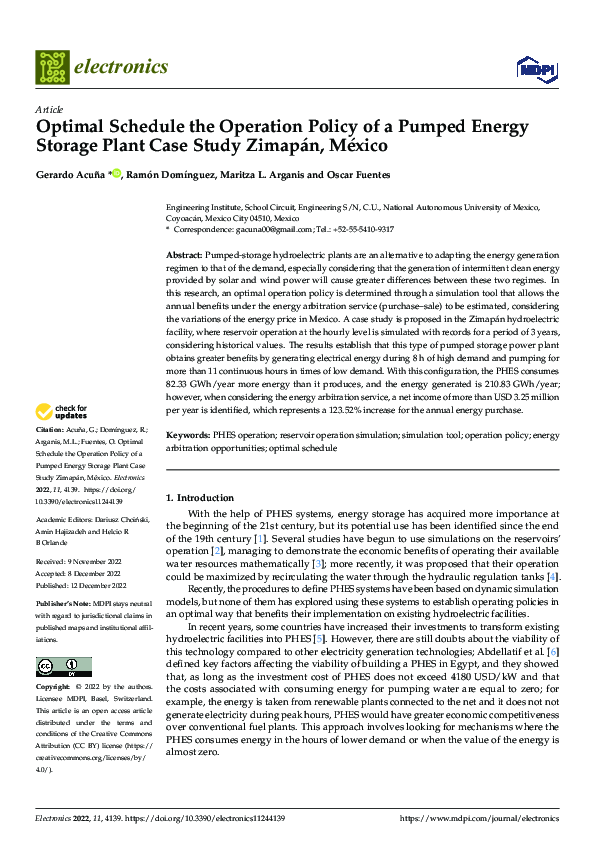 (PDF) Optimal Schedule the Operation Policy of a Pumped Energy Storage ...
