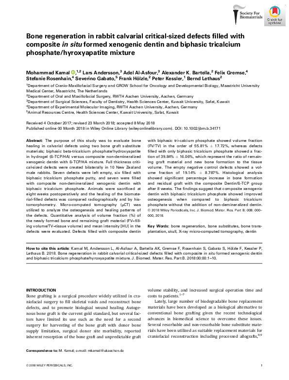 (PDF) Bone regeneration in rabbit calvarial critical-sized defects ...