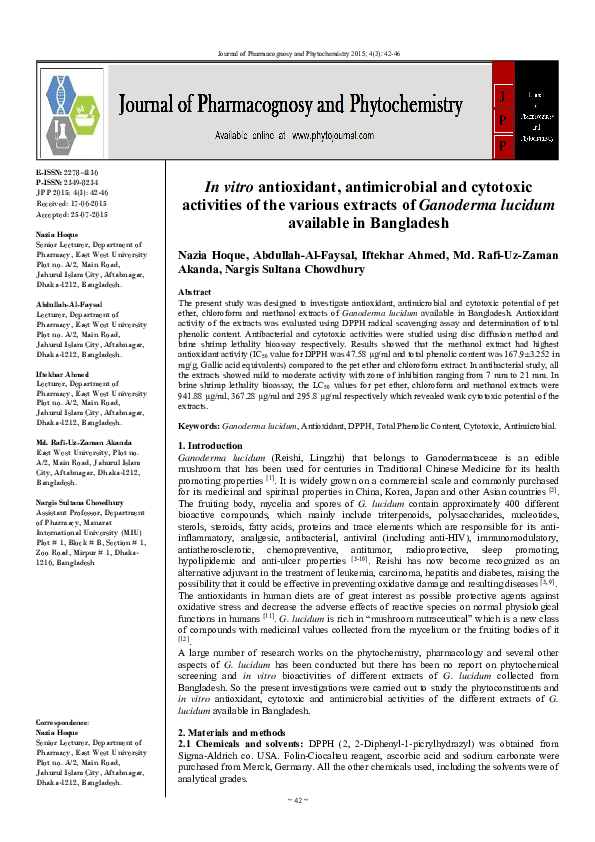 (PDF) In vitro antioxidant, antimicrobial and cytotoxic activities of ...
