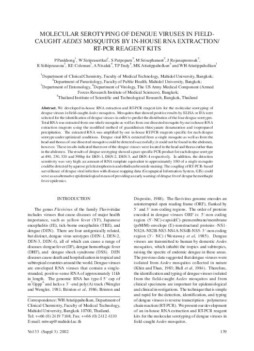 (PDF) Molecular serotyping of dengue viruses in field-caught Aedes ...