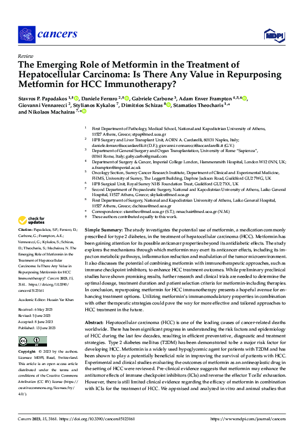(PDF) The Emerging Role of Metformin in the Treatment of Hepatocellular ...